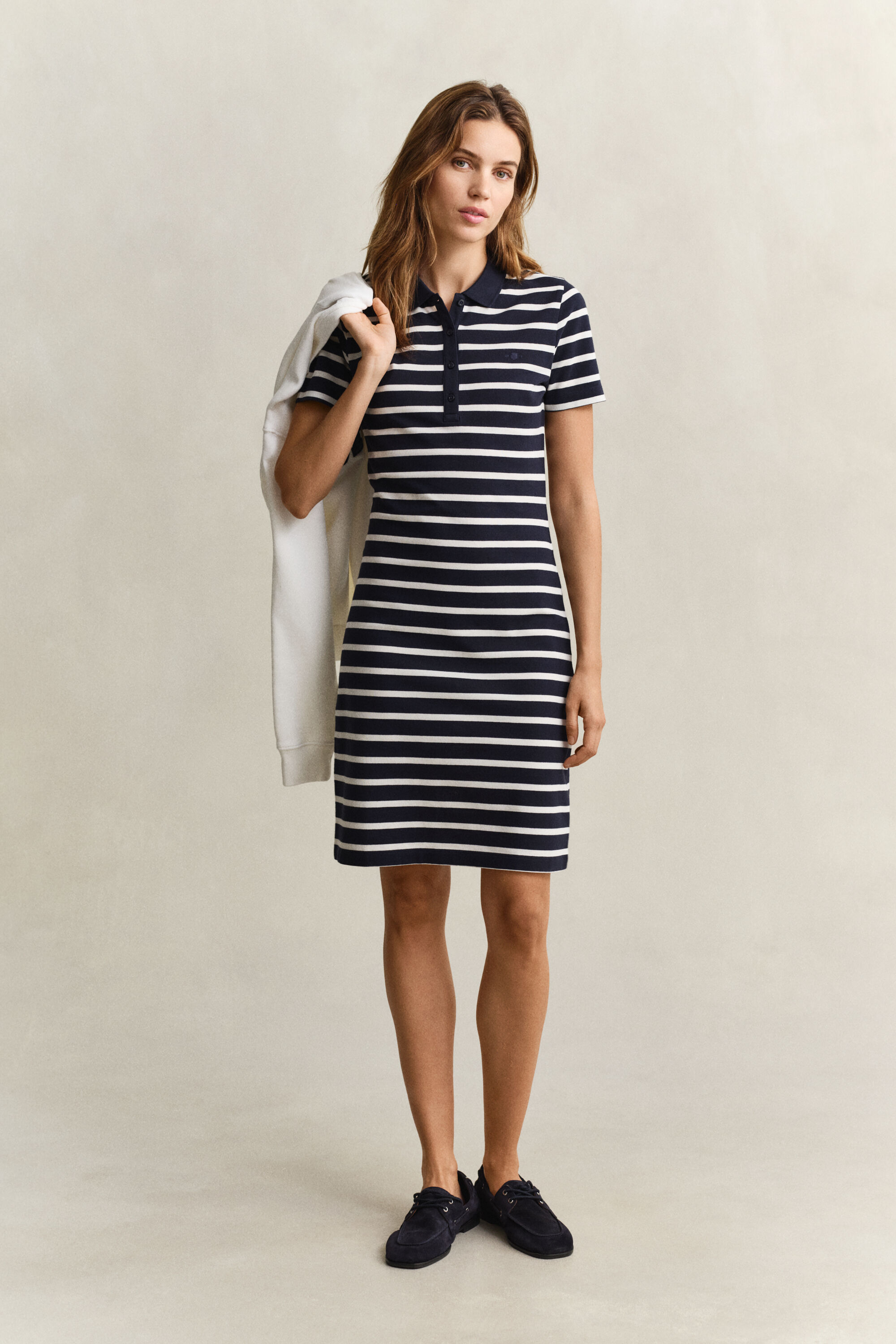 Striped Piqué Polo Dress