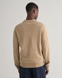 Cotton Linen Open Polo Sweater