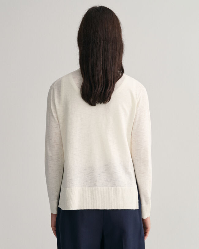 Linen Blend V-Neck Sweater