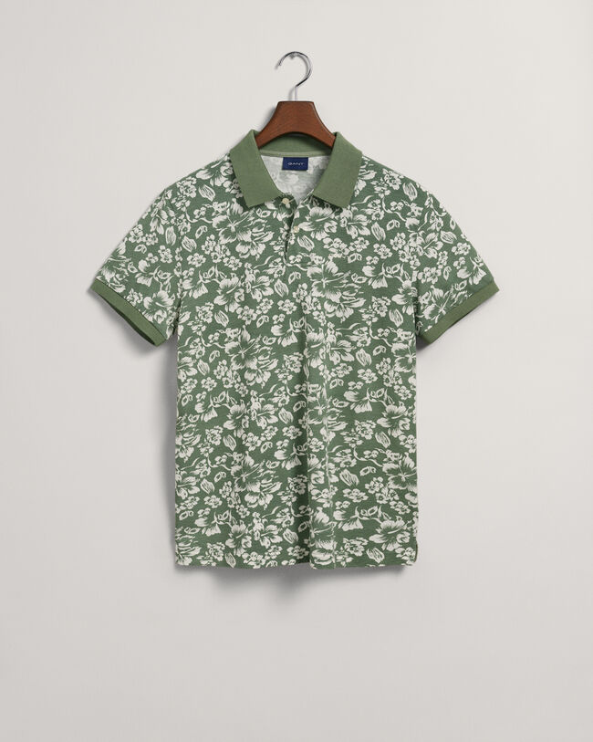 Floral Print Piqu&eacute; Polo Shirt