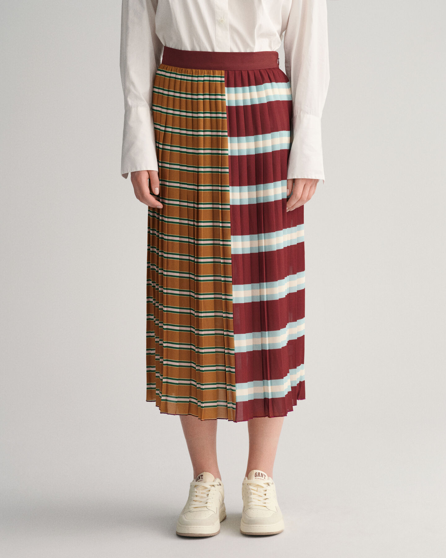 Striped Pleated Skirt