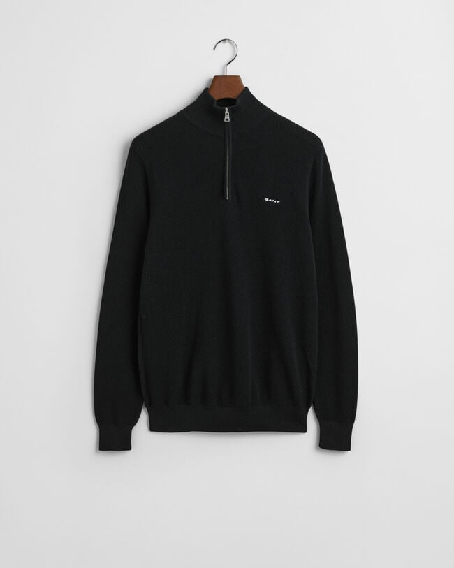 Cotton Piqué Half-Zip Sweater