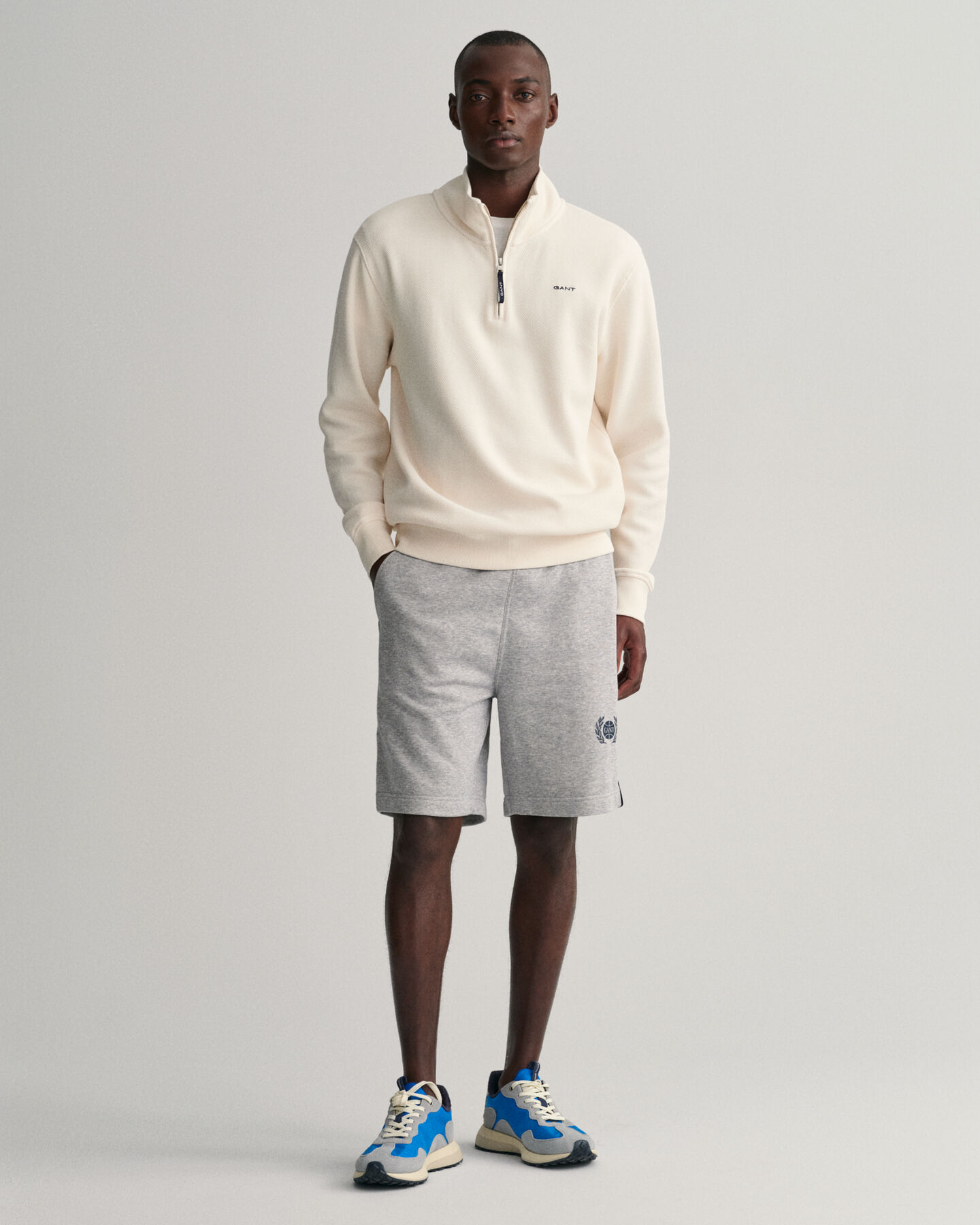 Waffle Texture Half-Zip Sweater