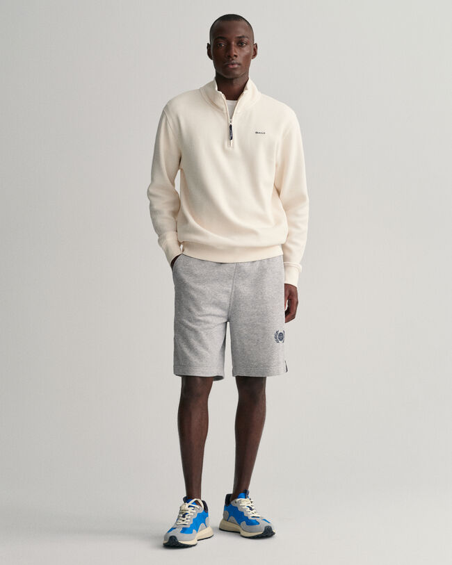 Waffle Texture Half-Zip Sweater