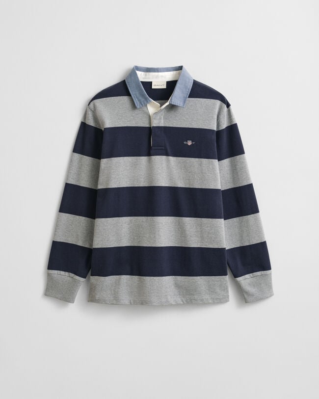 Chambray Collar Striped Heavy Rugger