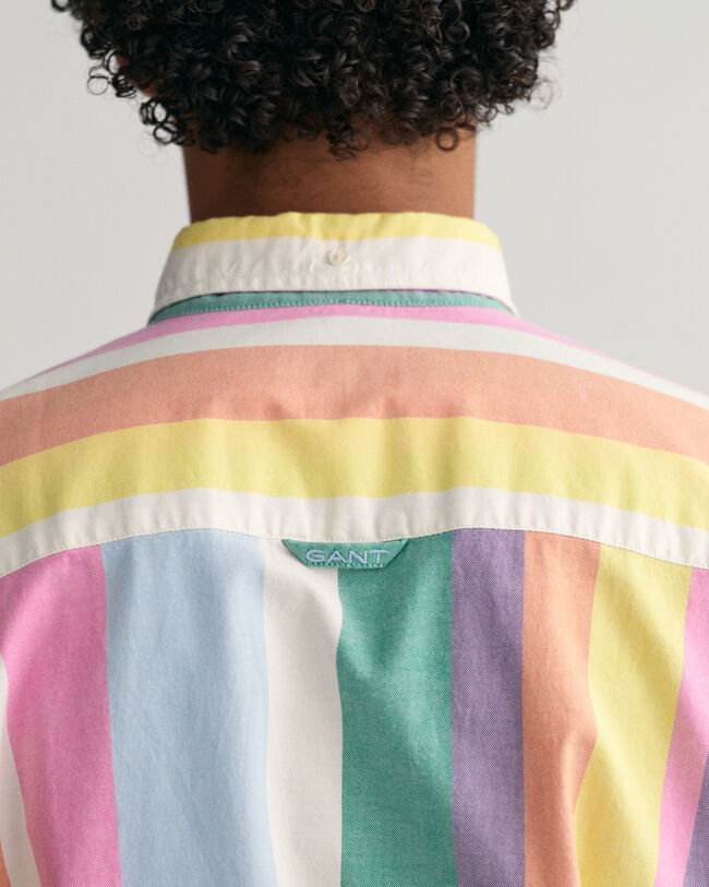 Relaxed Fit Multi Stripe Oxford Short Sleeve Shirt