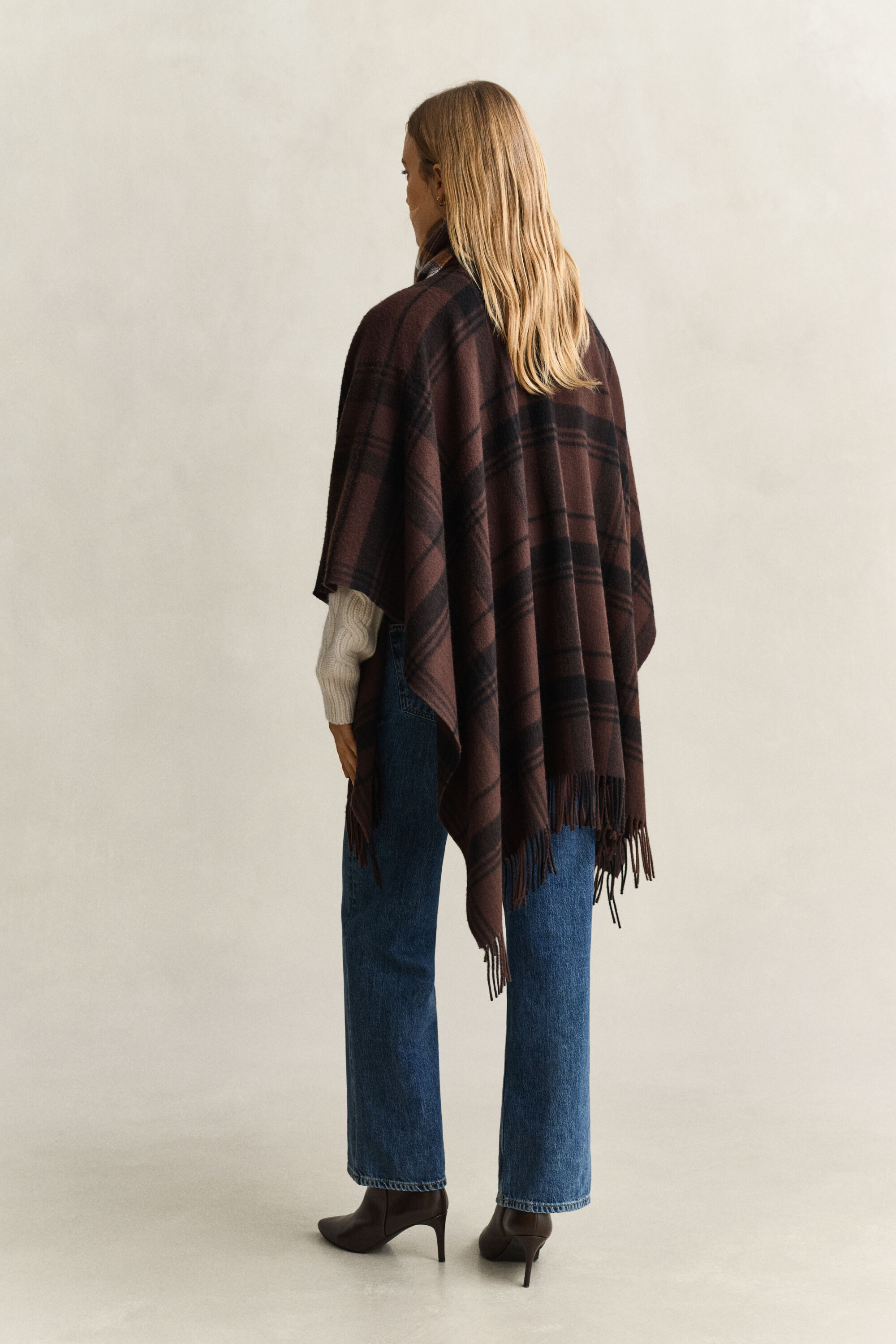 Checked Wool Poncho