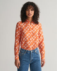 Regular Fit G Patterned Cotton Silk Shirt