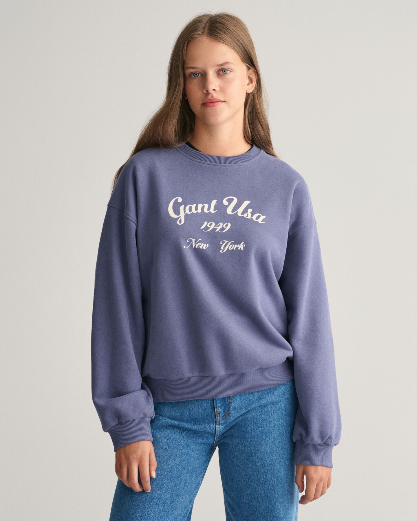 Teen Girls Oversized Script Graphic Sweatshirt