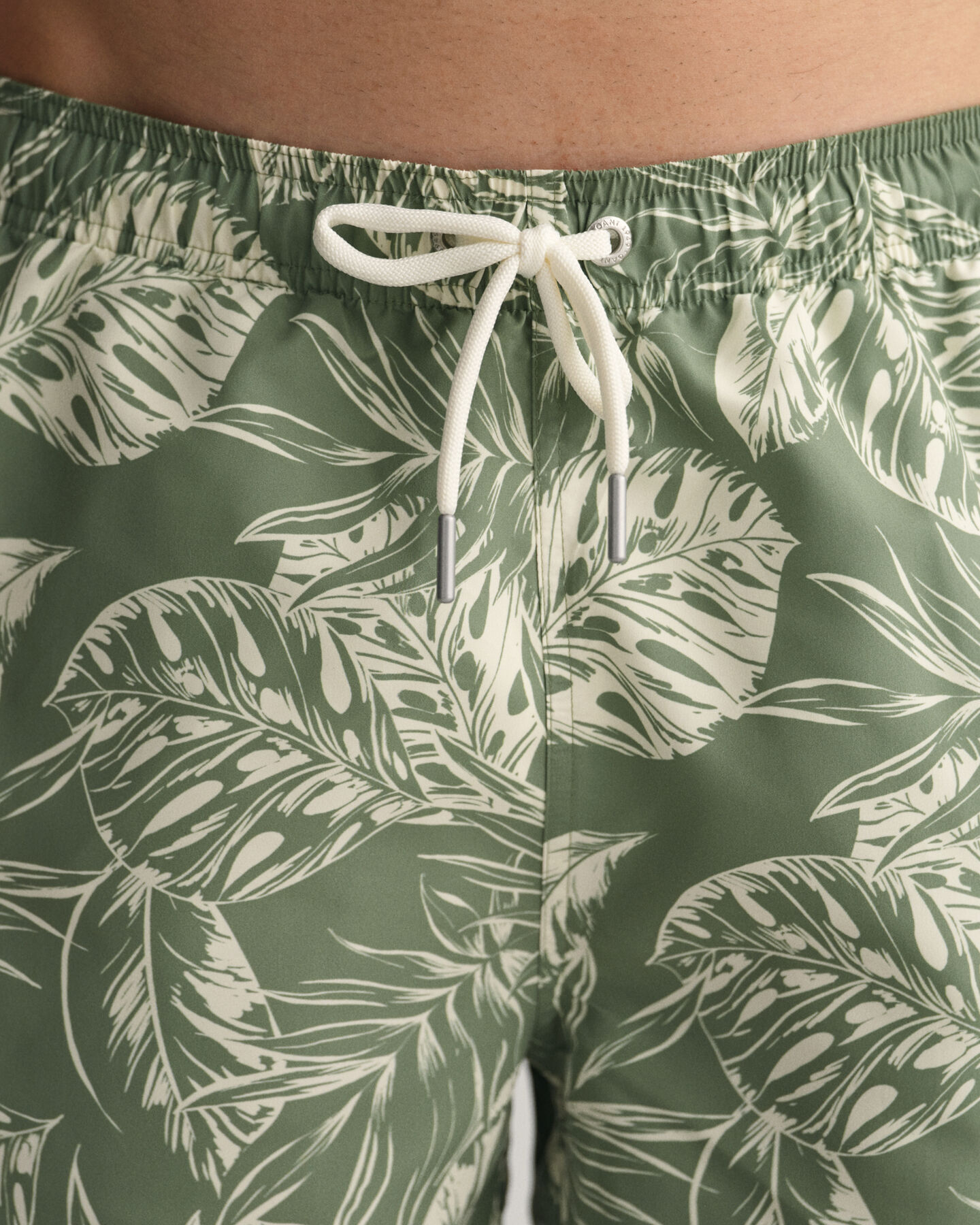 Classic Fit Tropical Leaves Print Swim Shorts