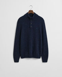 Wool Blend Nepps Half-Buttoned Sweater