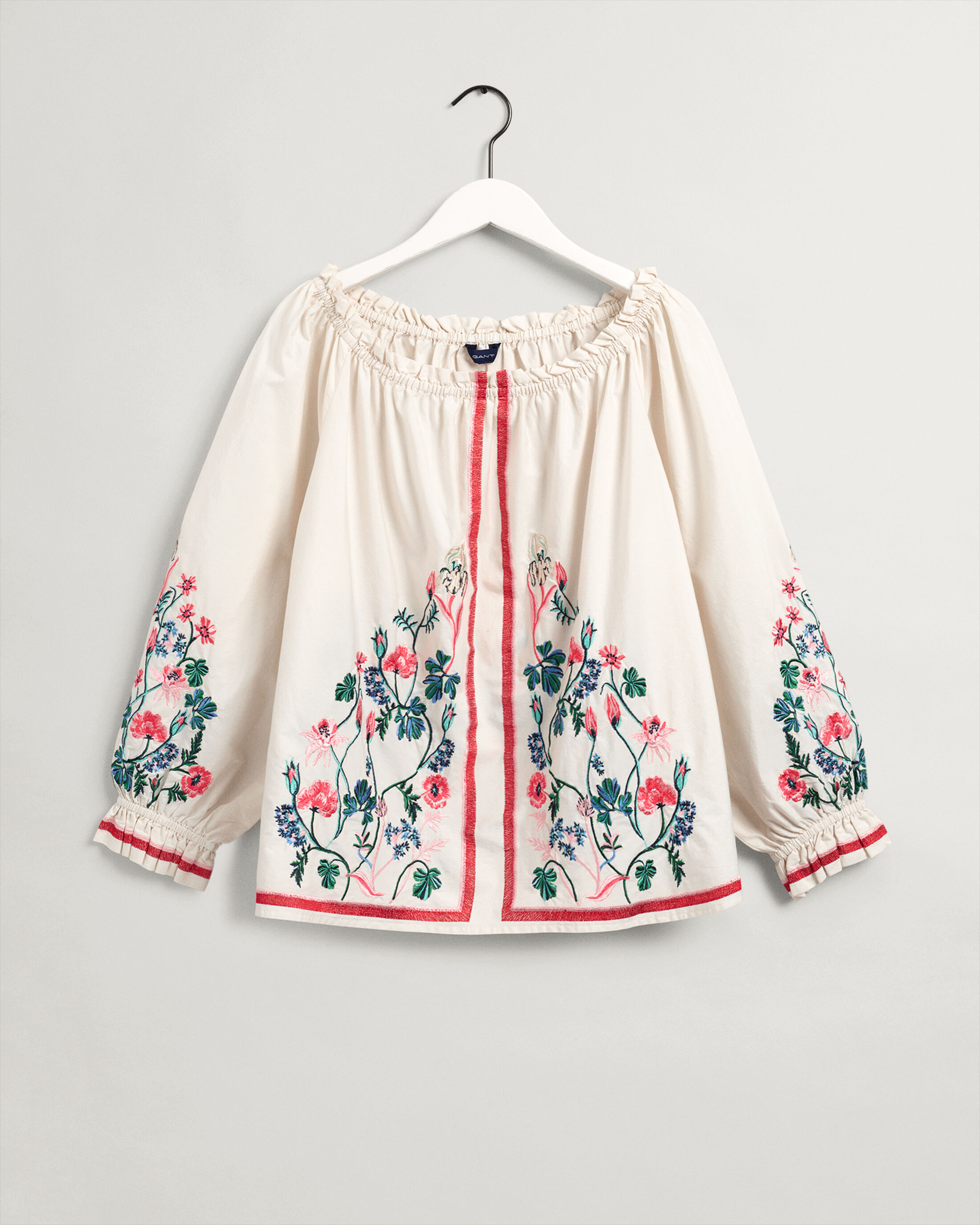  Embroidered Wild Floral Print Blouse 