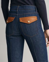Slim Fit Leather Detail Jeans