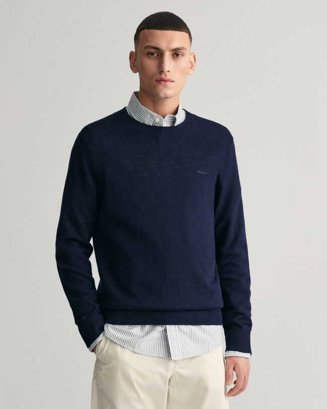 Cotton Linen Crew Neck Sweater