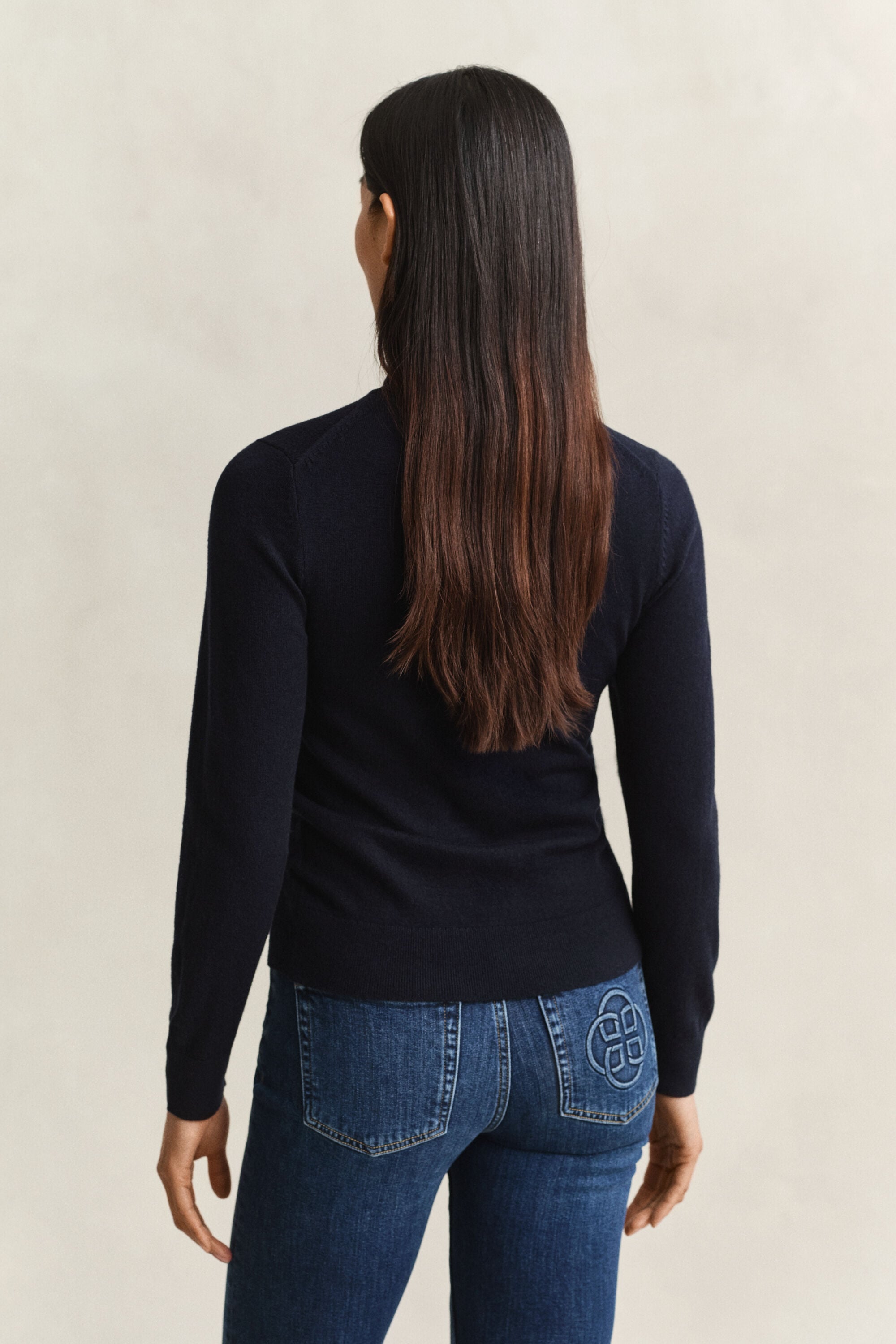 Wool Cotton Turtleneck Sweater — EVENING BLUE