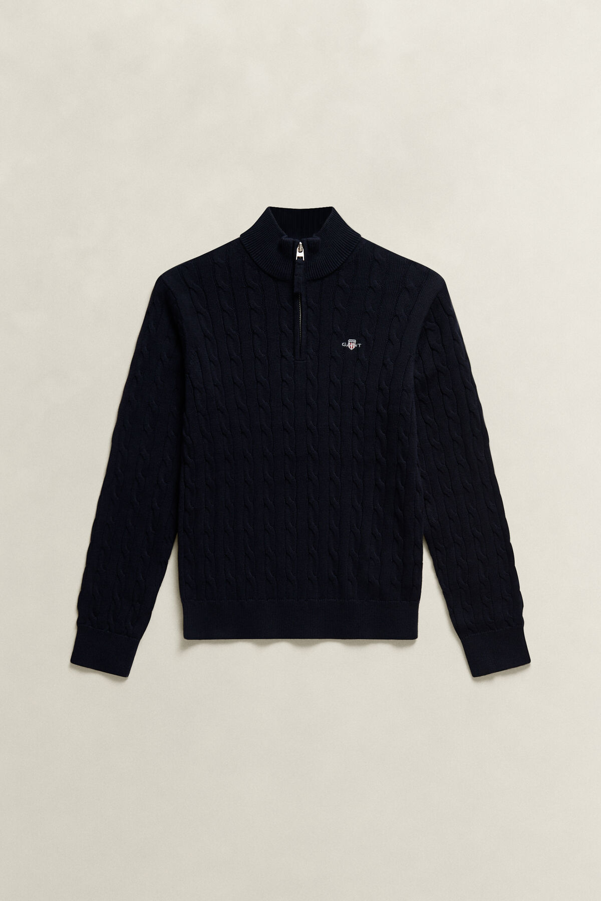 Teen Boys Shield Cable Knit Half-Zip Sweater — EVENING BLUE