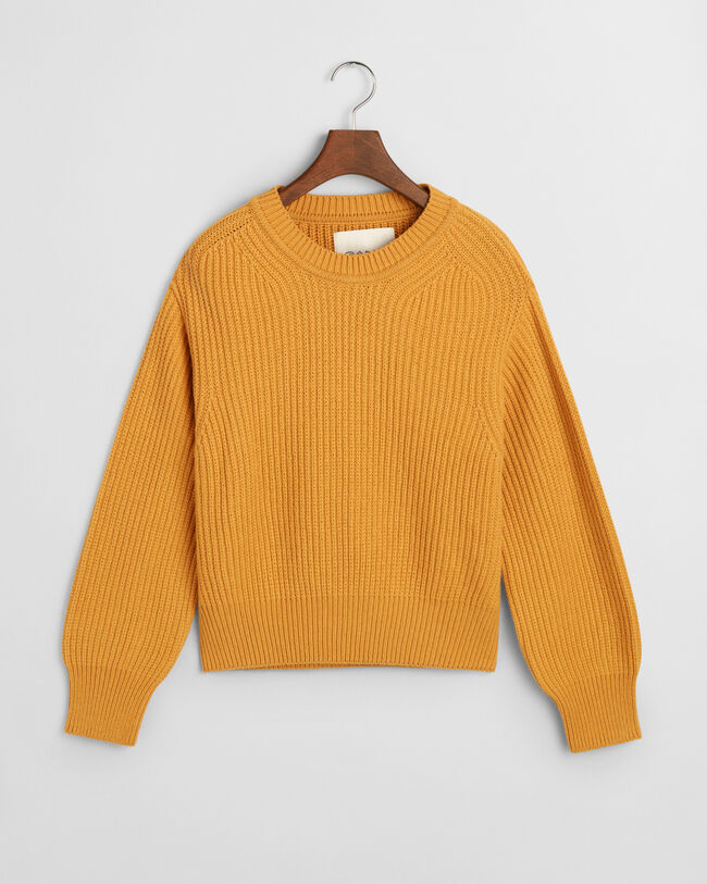 Ribbed Knitted Crew Neck Sweater