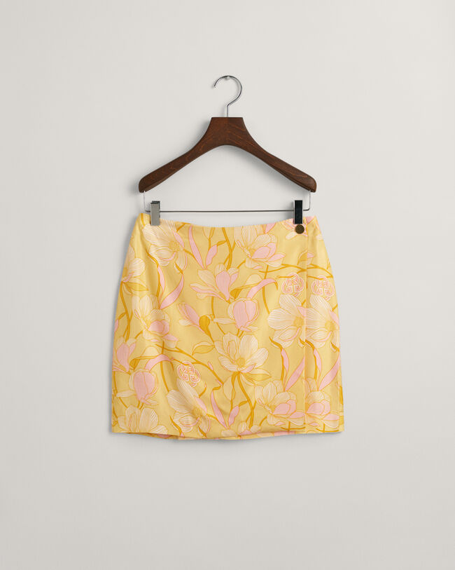 Magnolia Print Mini Wrap Skirt