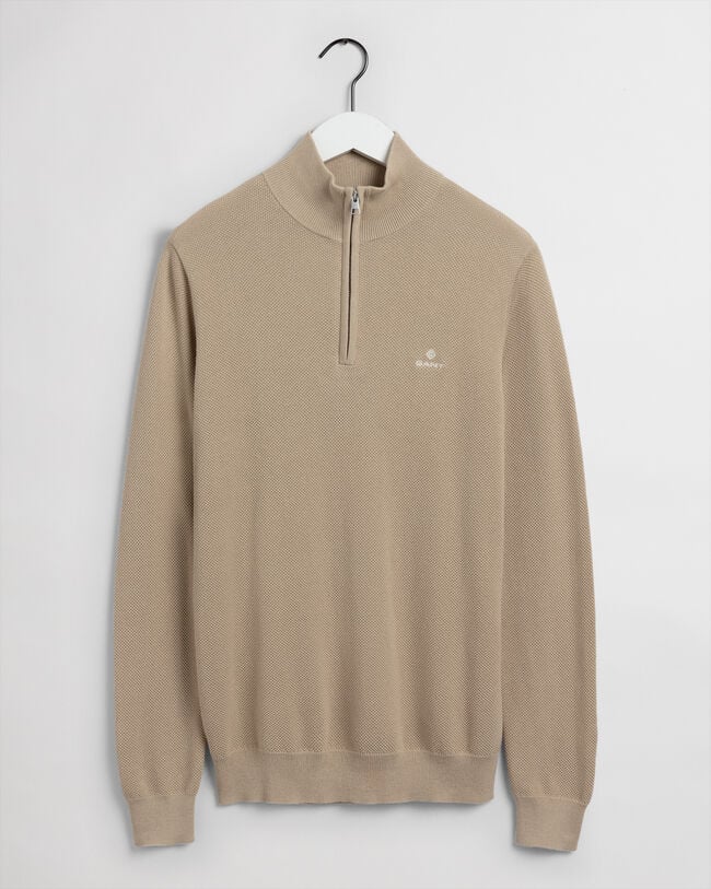 Cotton Piqu&eacute; Half-Zip Sweater