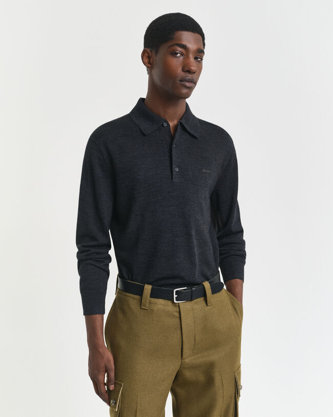 Extra Fine Merino Wool Polo Sweater