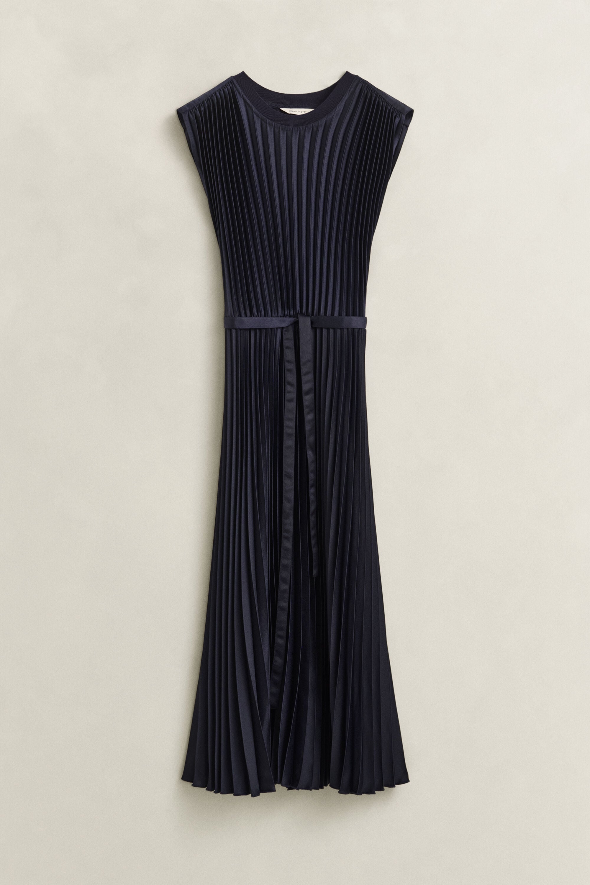 Pleated Belted Dress — EVENING BLUE