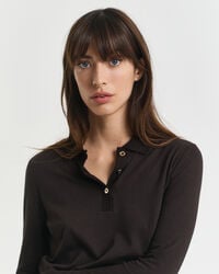 Seamless Buttoned Long Sleeve Polo Shirt