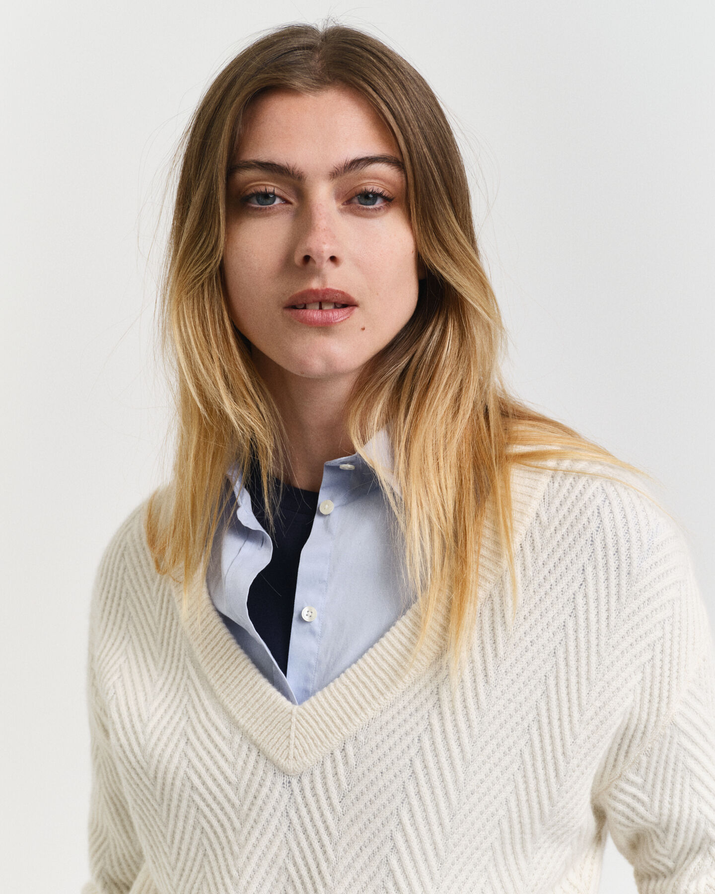 Herringbone V-Neck Sweater