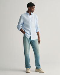 Slim Fit Houndstooth Linen Shirt