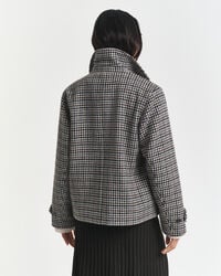 Short Checked Wool Blend Car Coat