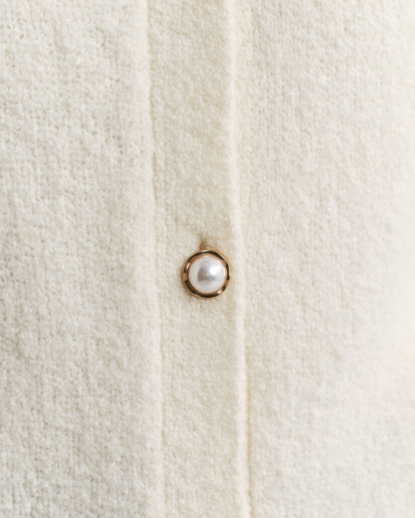 Boucl&eacute; Crew Neck Cardigan