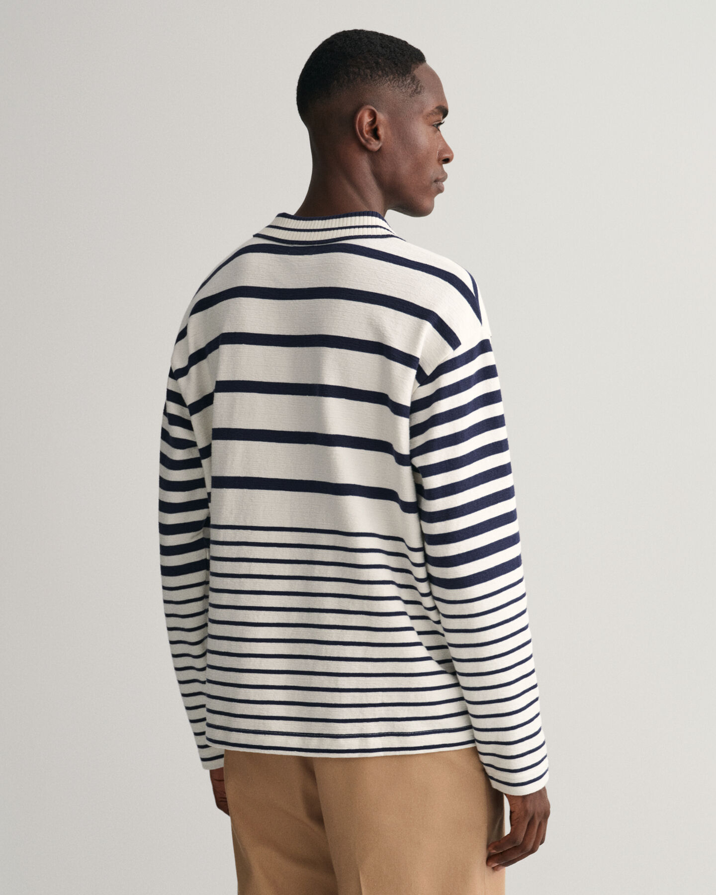 Striped Collared Heavy Knit Rugger