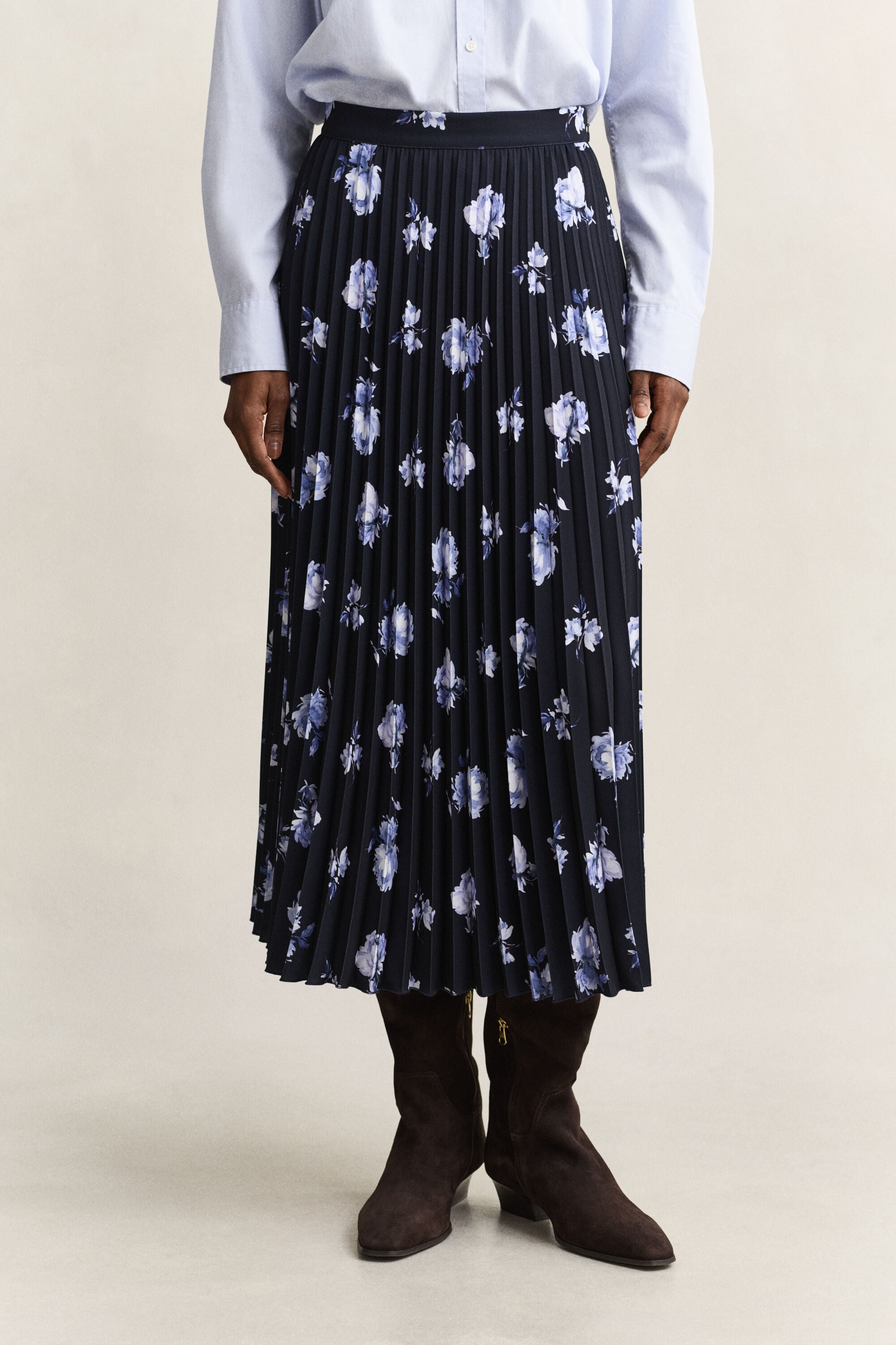 Floral Print Pleated Skirt