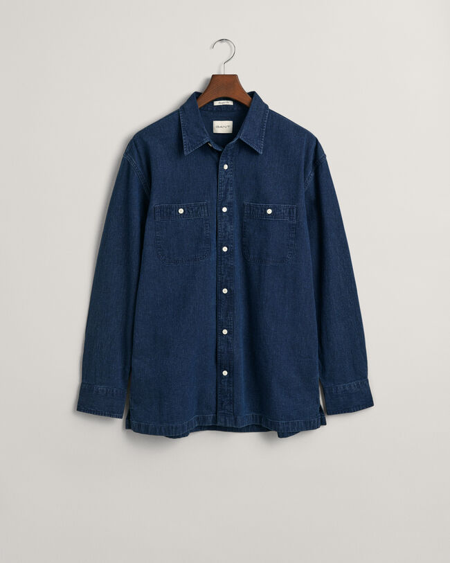 Relaxed Fit Indigo Textured Shirt