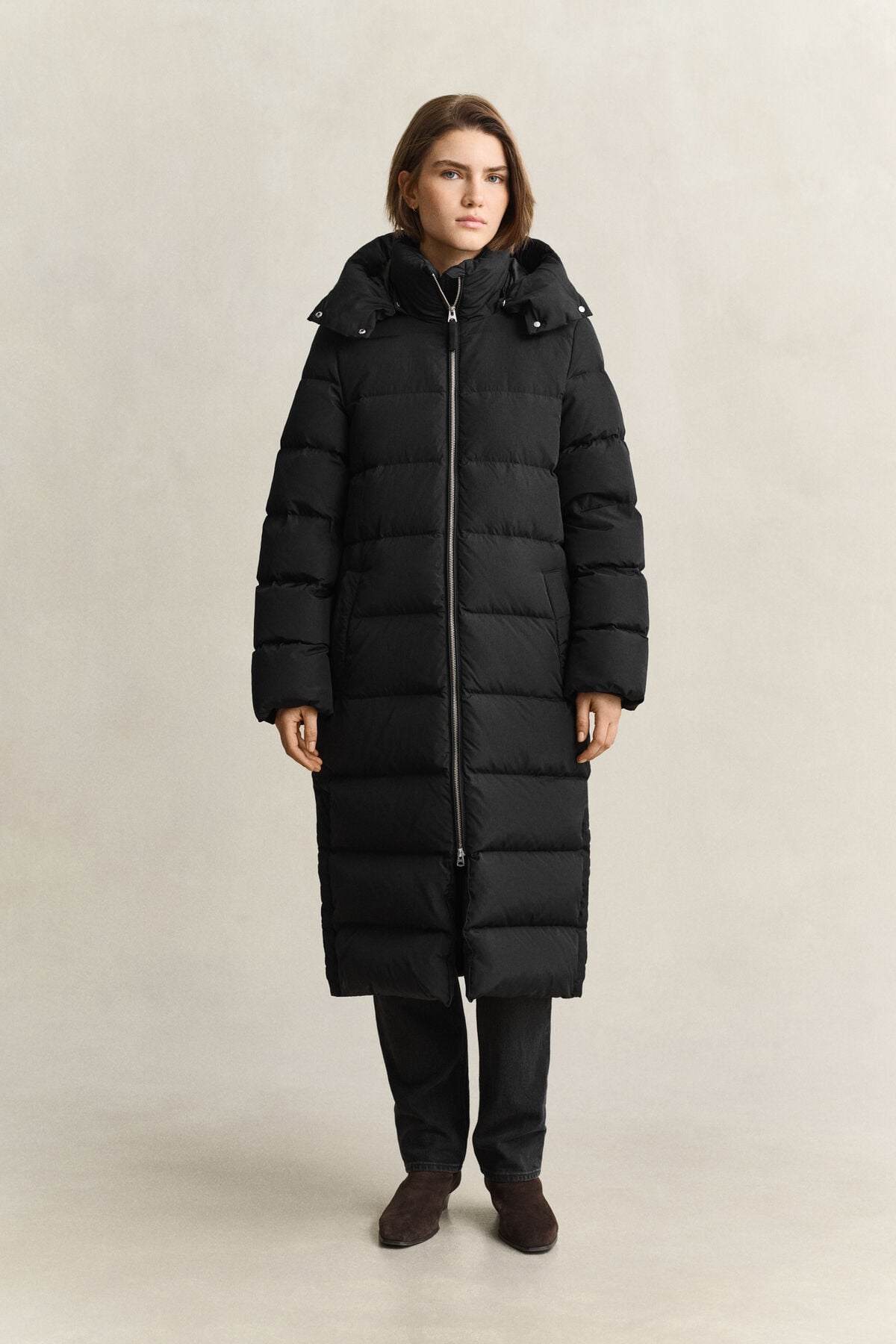 Long Down Coat — BLACK