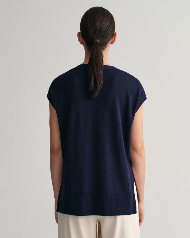 Linen Blend V-Neck Vest