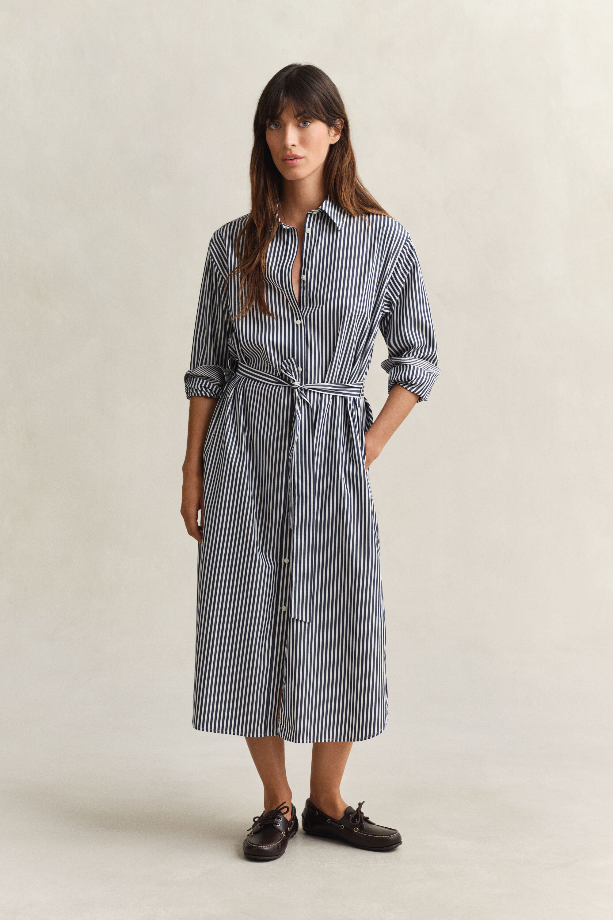 Striped Poplin Shirt Dress