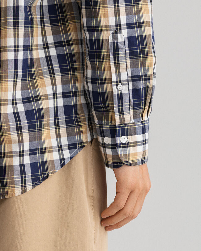 Regular Fit Washed Poplin Check Shirt