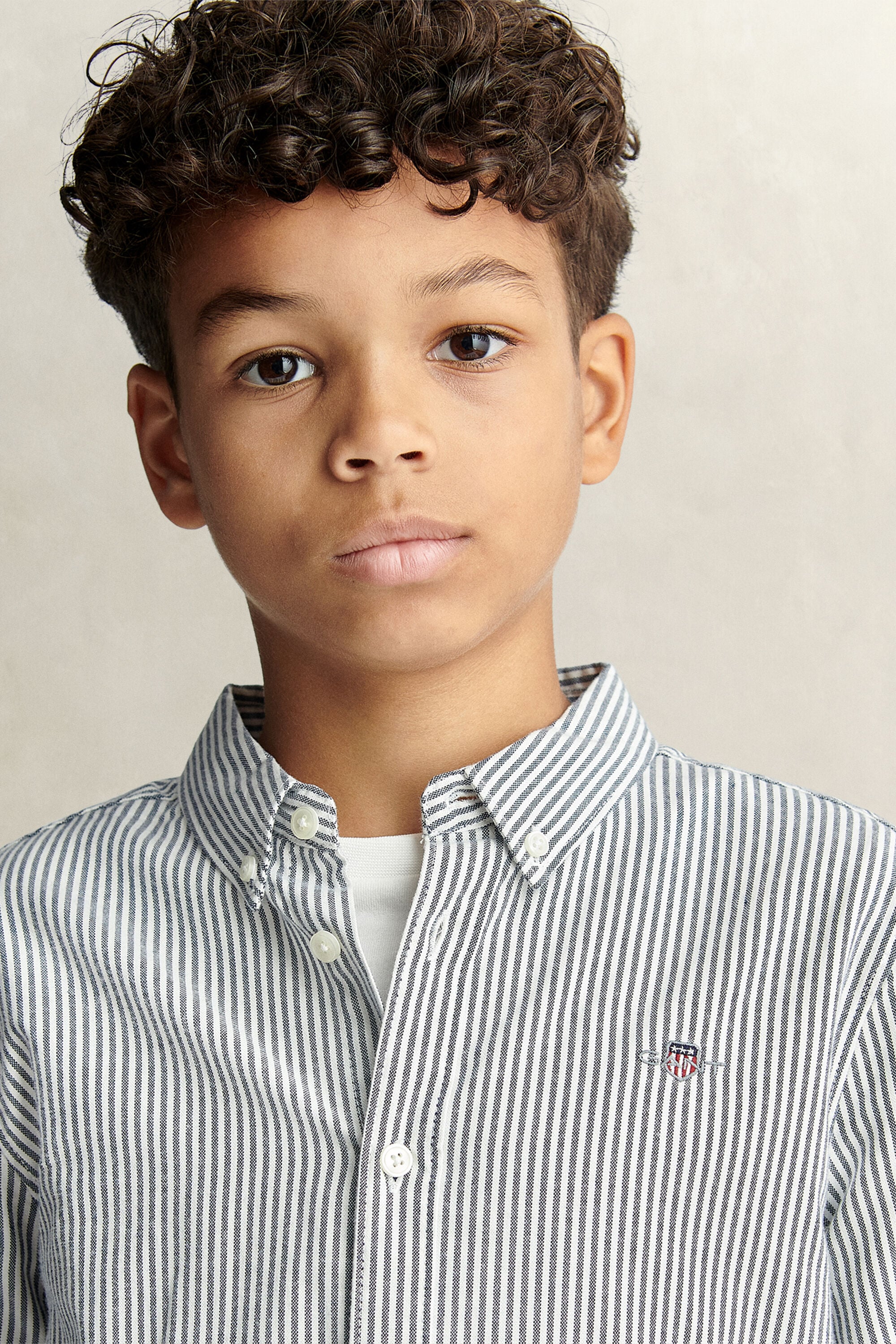 Teen Boys Shield Striped Oxford Shirt — EVENING BLUE