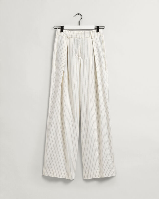 Wide Leg Pleated Pinstripe Pants