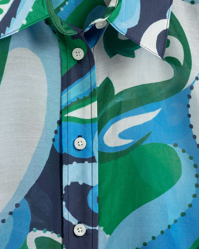 Regular Fit Paisley Cotton Silk Shirt