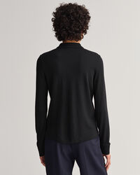 Detail Collar Long Sleeve Piqu&eacute; Polo Shirt