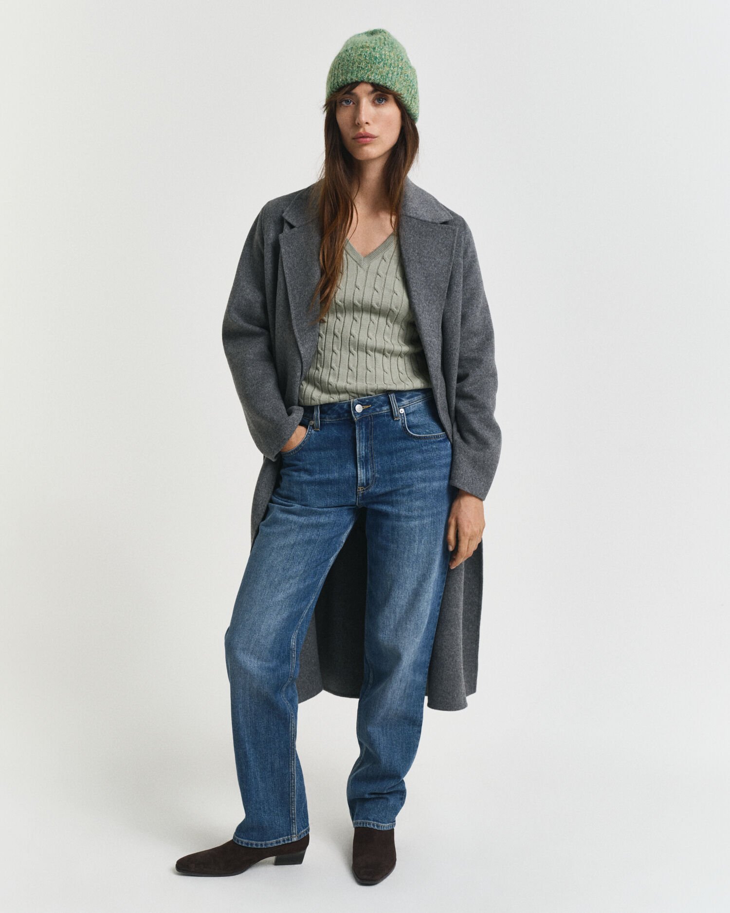 Cable Knit V-Neck Sweater