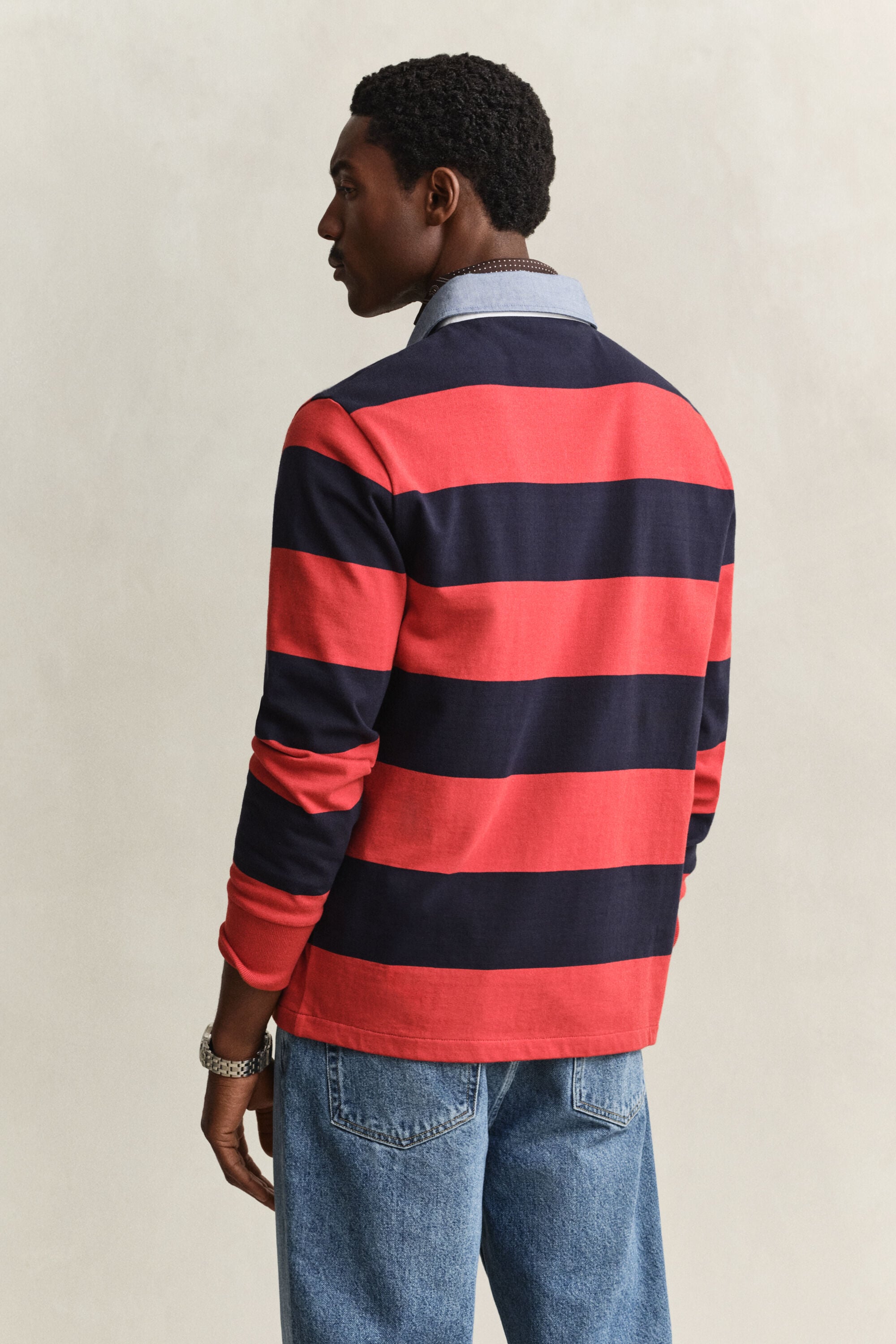 Chambray Collar Striped Heavy Rugger
