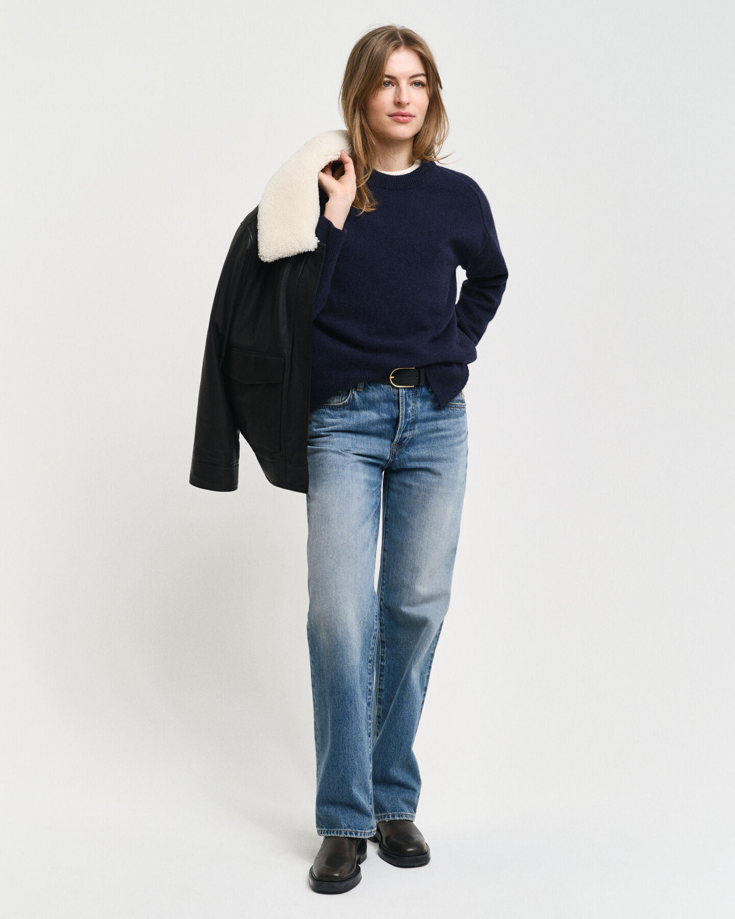 Wool Cashmere Blend Crew Neck Sweater