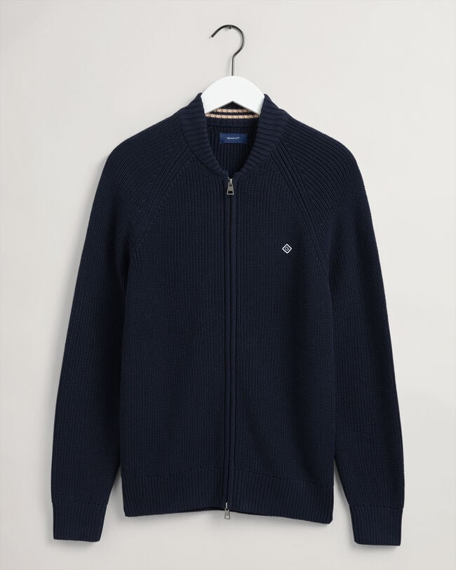 Cotton Rib Full-Zip Sweater