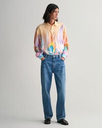 Oversized Sailing Print Silk Shirt