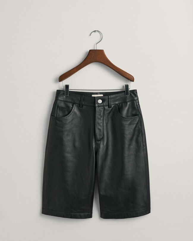 Straight Leg Leather Shorts