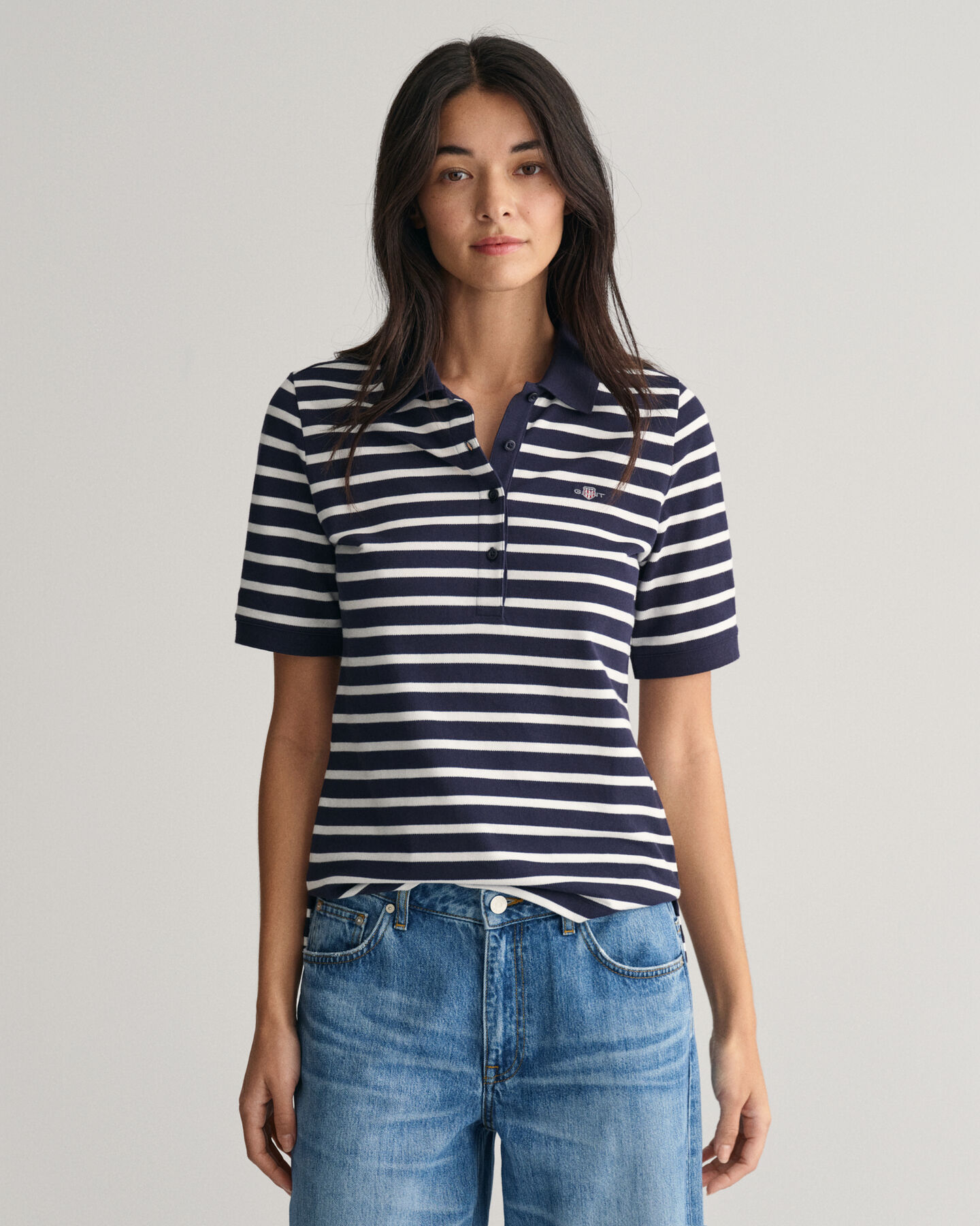 Striped Shield Piqué Polo Shirt