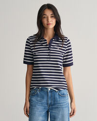Striped Shield Piqué Polo Shirt