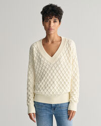Textured Knit V-Neck Sweater
